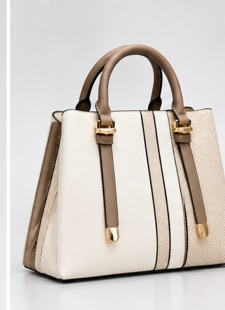 Women’s Cream & Taupe Handbag – Luxury  Bag with Gold Hardware | Dune Style