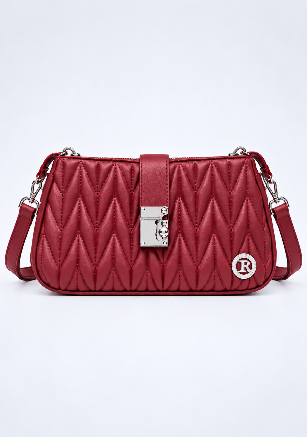Women’s Burgundy Shoulder Bag – Elegant Chevron Pattern Maroon Shade | Dune Style