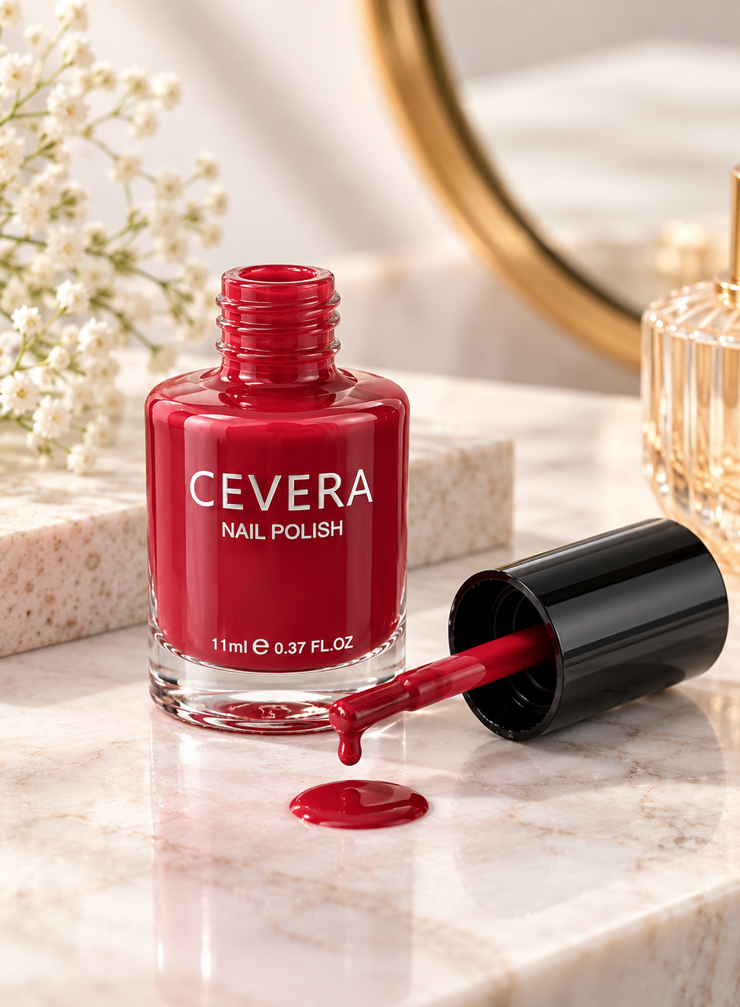 Cevera Nail Polish – Rich Red Glossy Nail Color | Dune Style