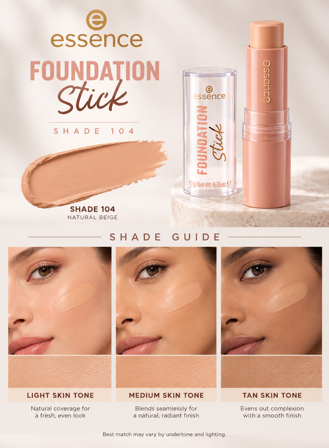 Essence Foundation Stick 104 – Natural Beige Creamy Matte Foundation | Dune Style