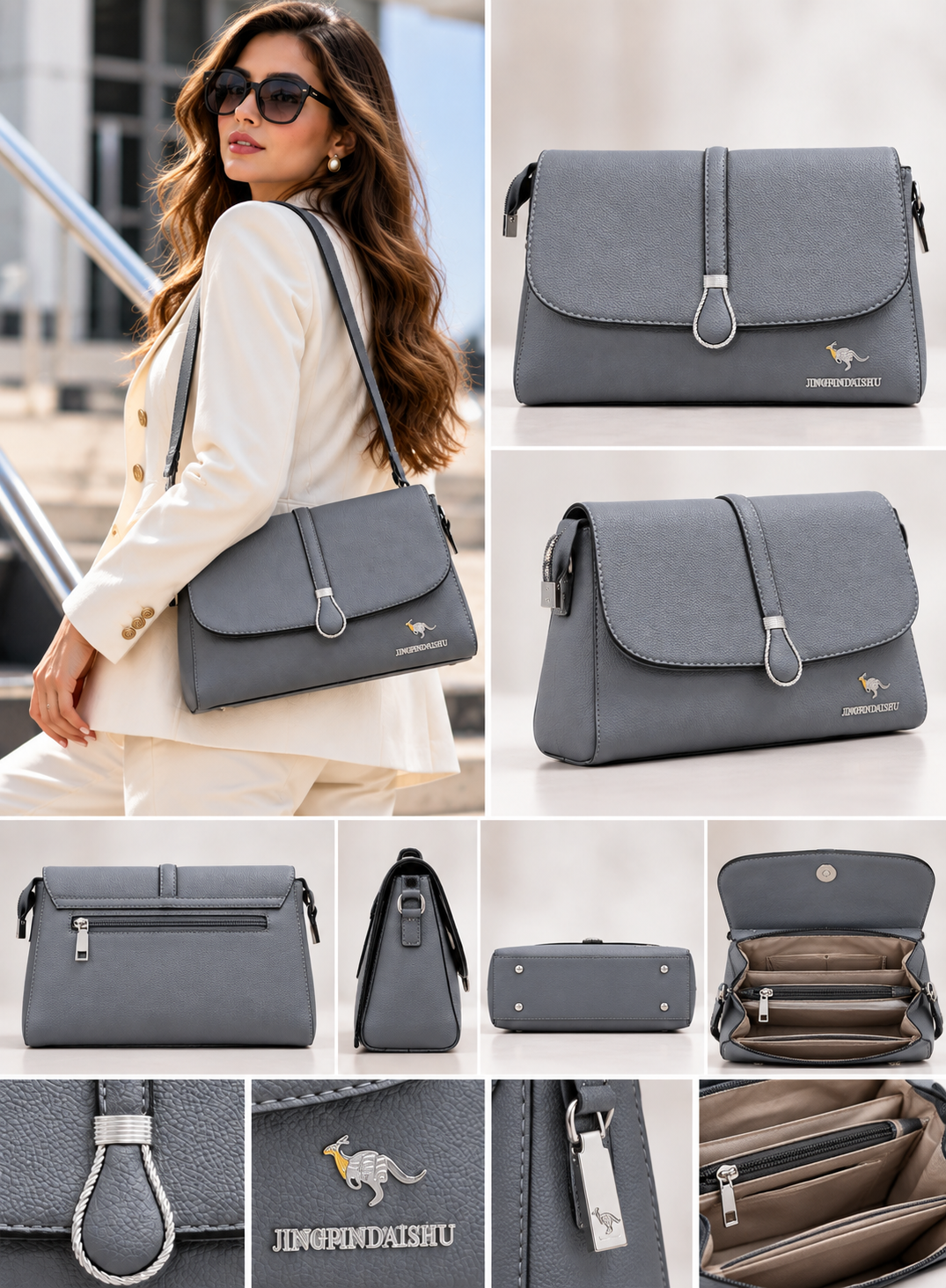 Gray Handbag for Women – Structured Shoulder Bag | Dune Style