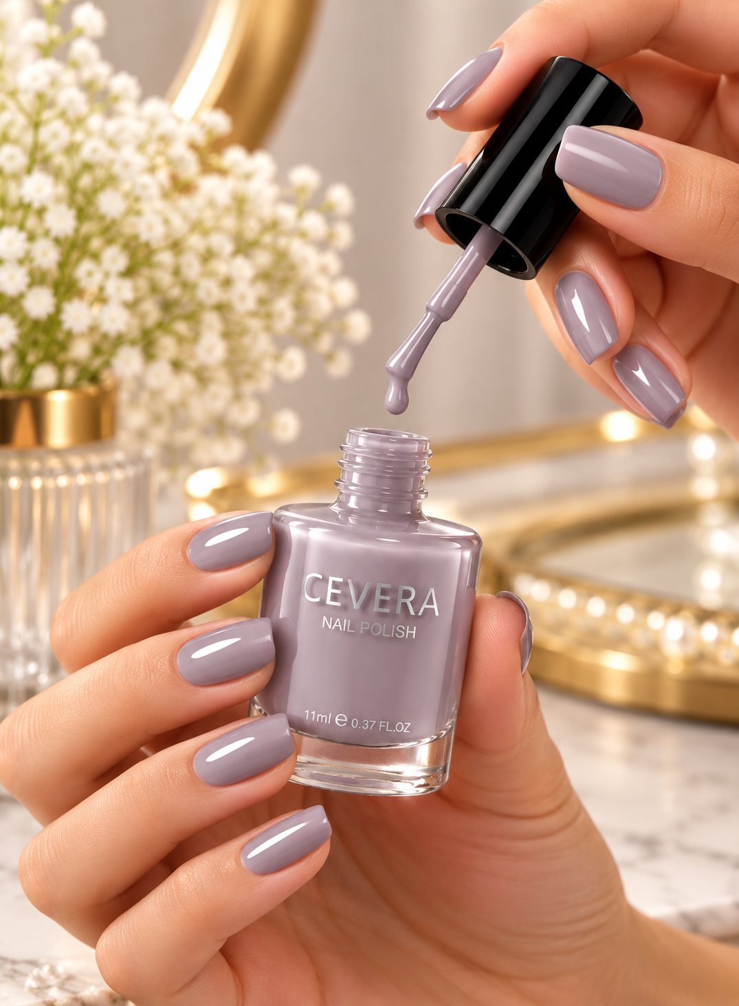 Cevera Nail Polish – Light Mauve Lilac Glossy Nail Color | Dune Style