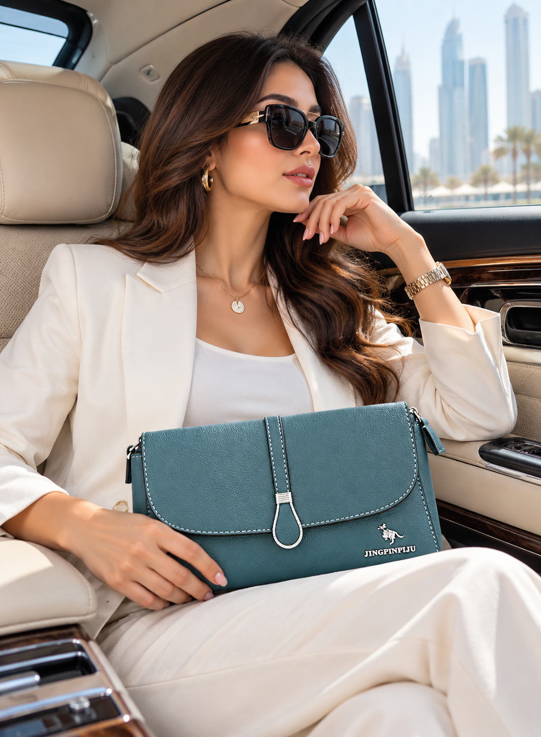 Blue Gray Clutch Bag for Women – Structured Handbag | Dune Style