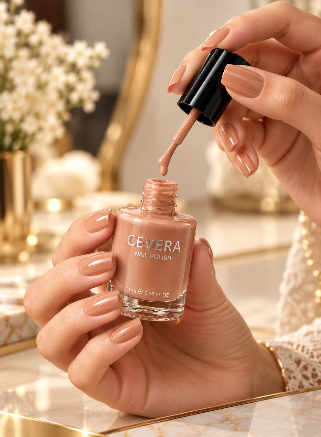Cevera Nail Polish – Nude Beige Glossy Nail Color | Dune Style