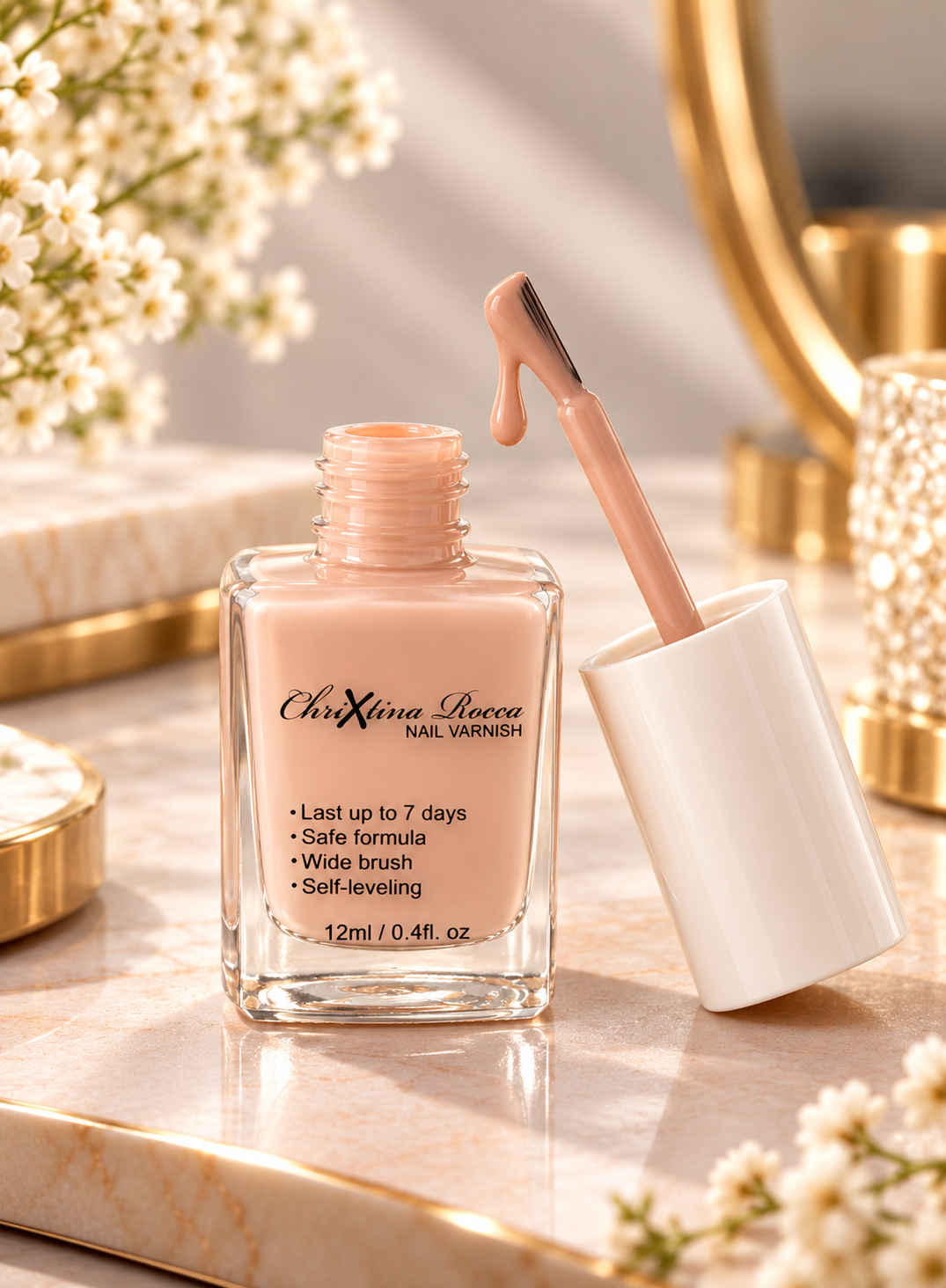ChriXtina Rocca Nail Varnish – Light Nude Beige Glossy Nail Polish | Dune Style