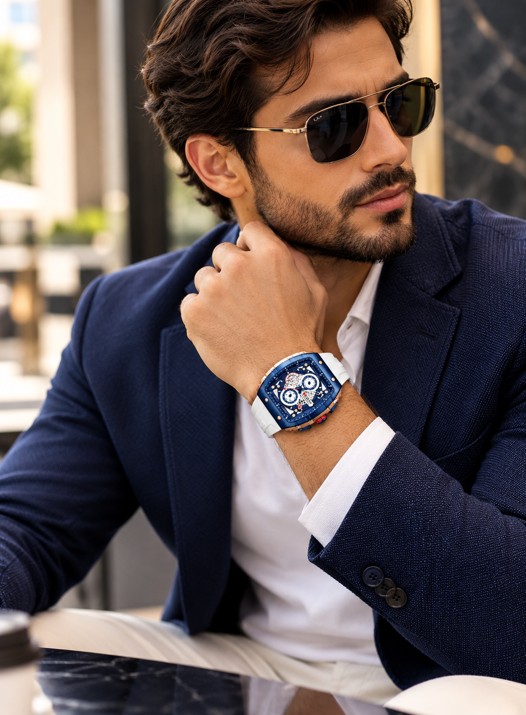 Curren Quartz Chronograph Watch - White Silicone Strap