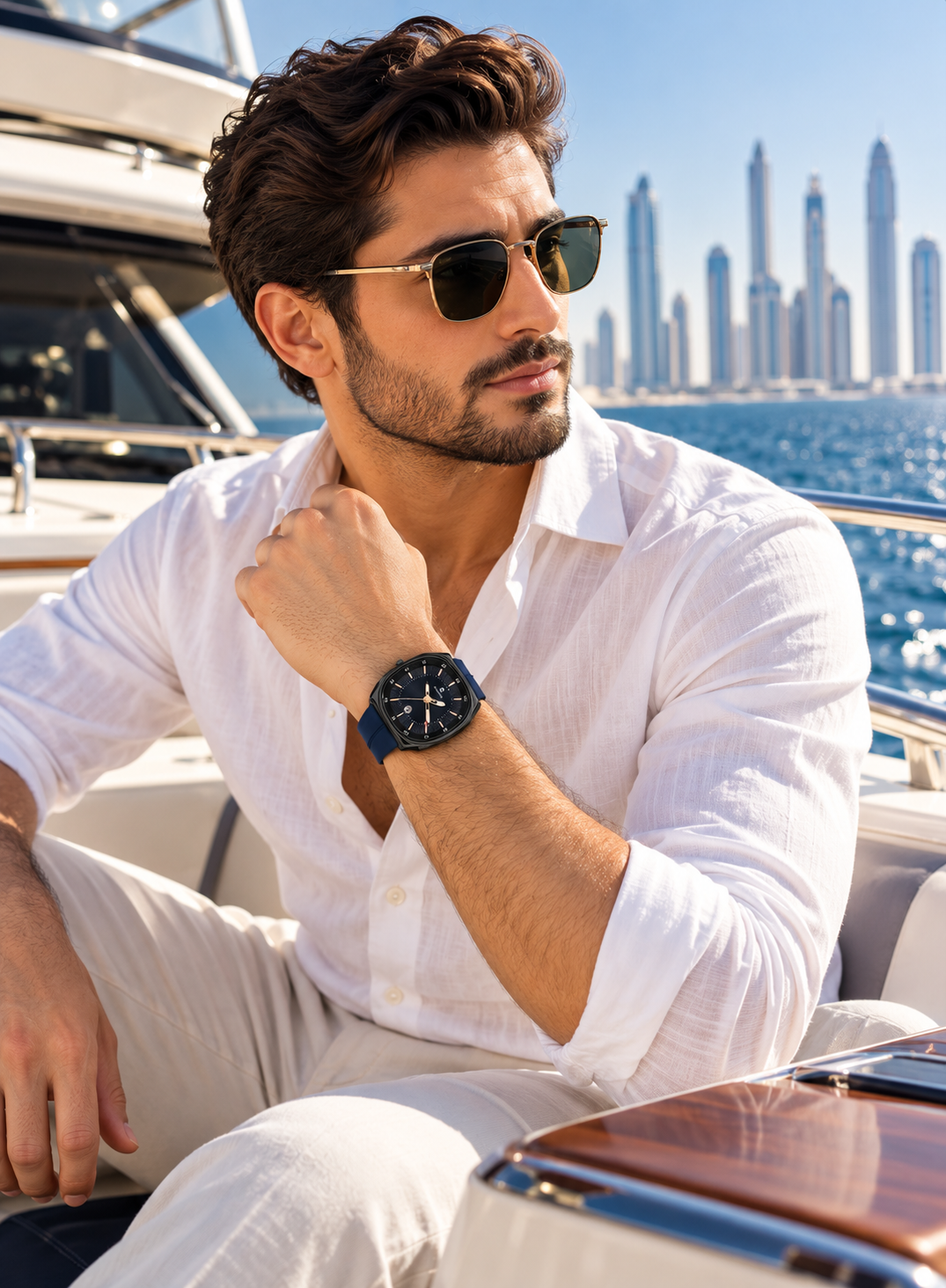 Jackman Men’s Black Luxury Watch - Navy Silicone Strap & Date Display | Dune Style