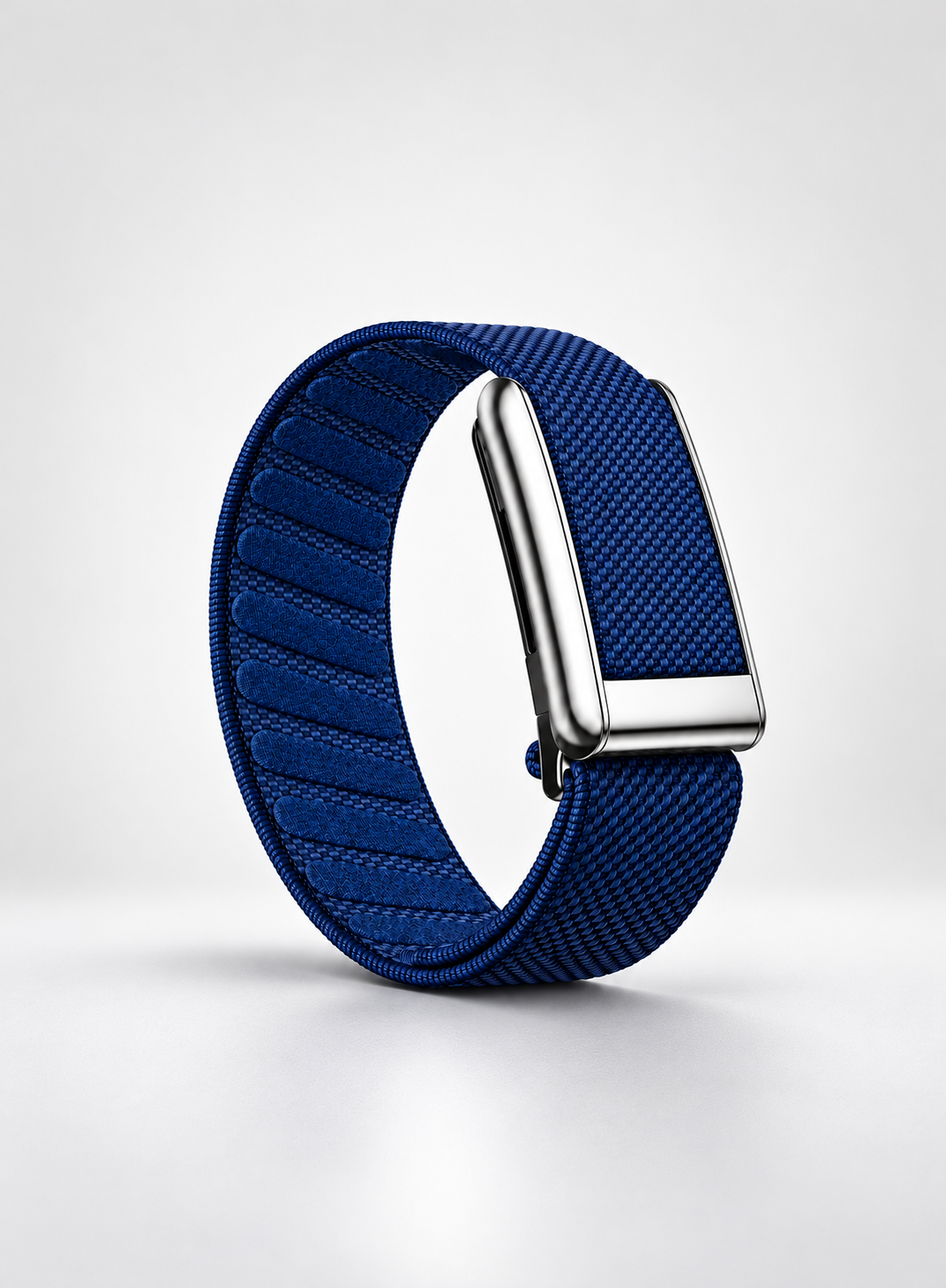 Navy Blue Woven Smartwatch Band with Silver Clasp – Comfortable Sports Strap