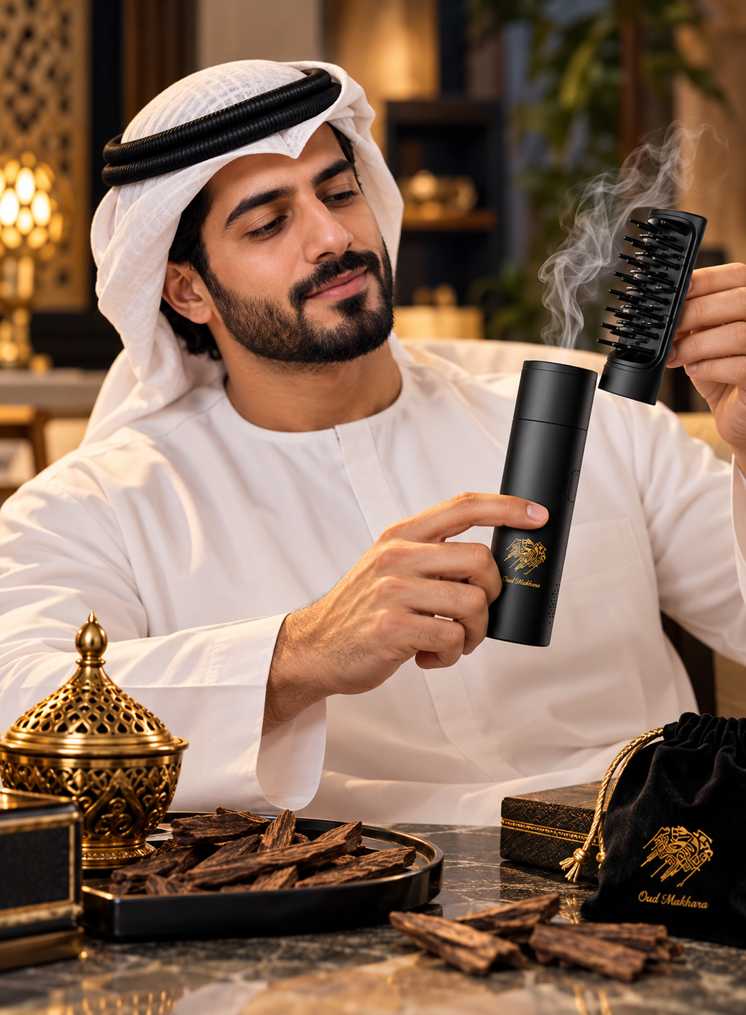 2-in-1 Electric Oud Hair Comb & Bakhoor Incense Burner – USB Rechargeable | Dune Style