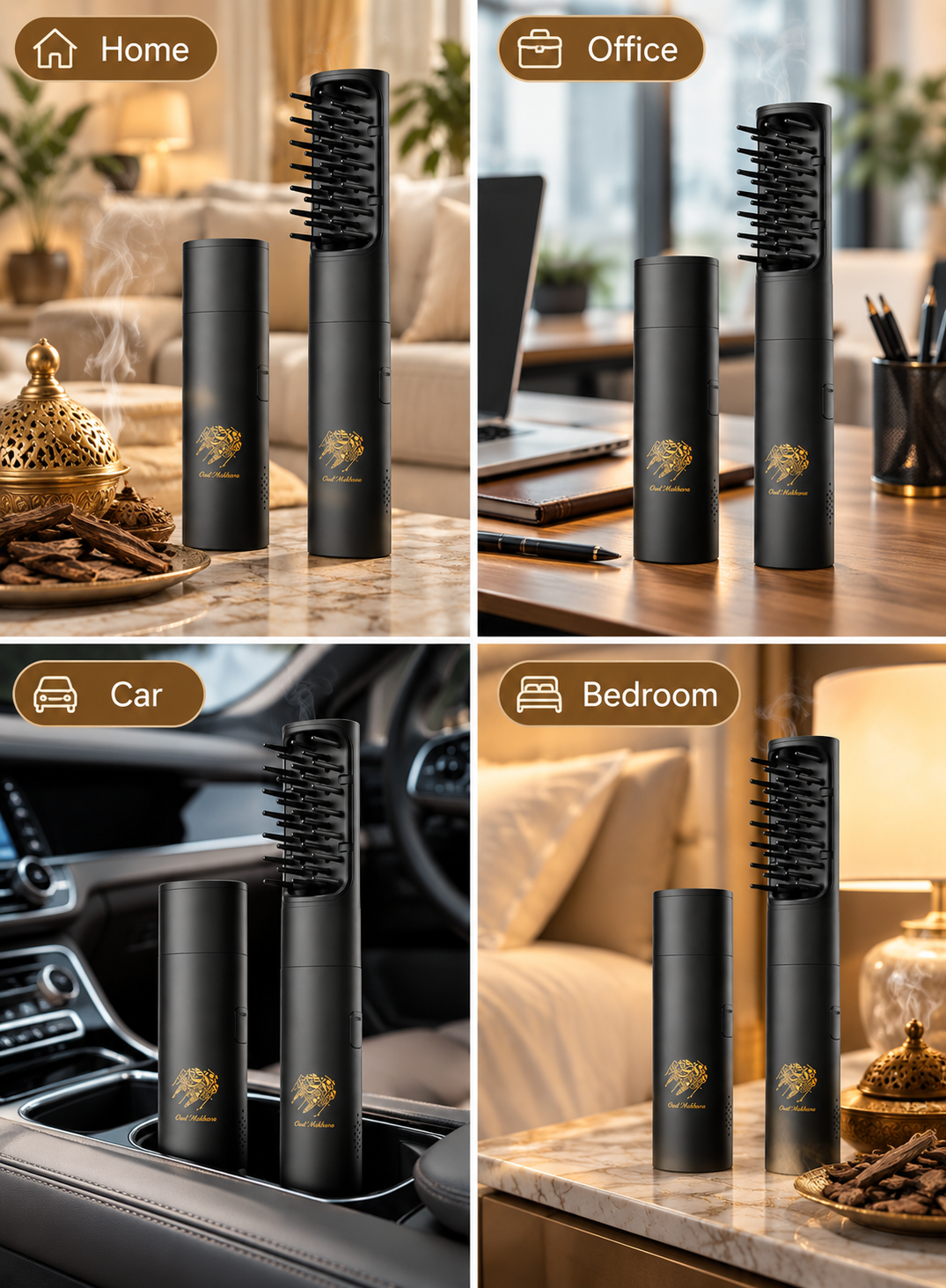 2-in-1 Electric Oud Hair Comb & Bakhoor Incense Burner – USB Rechargeable | Dune Style