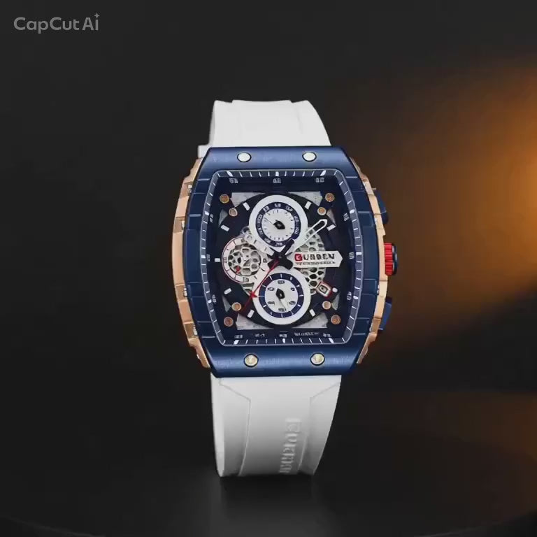 Curren Quartz Chronograph Watch - White Silicone Strap
